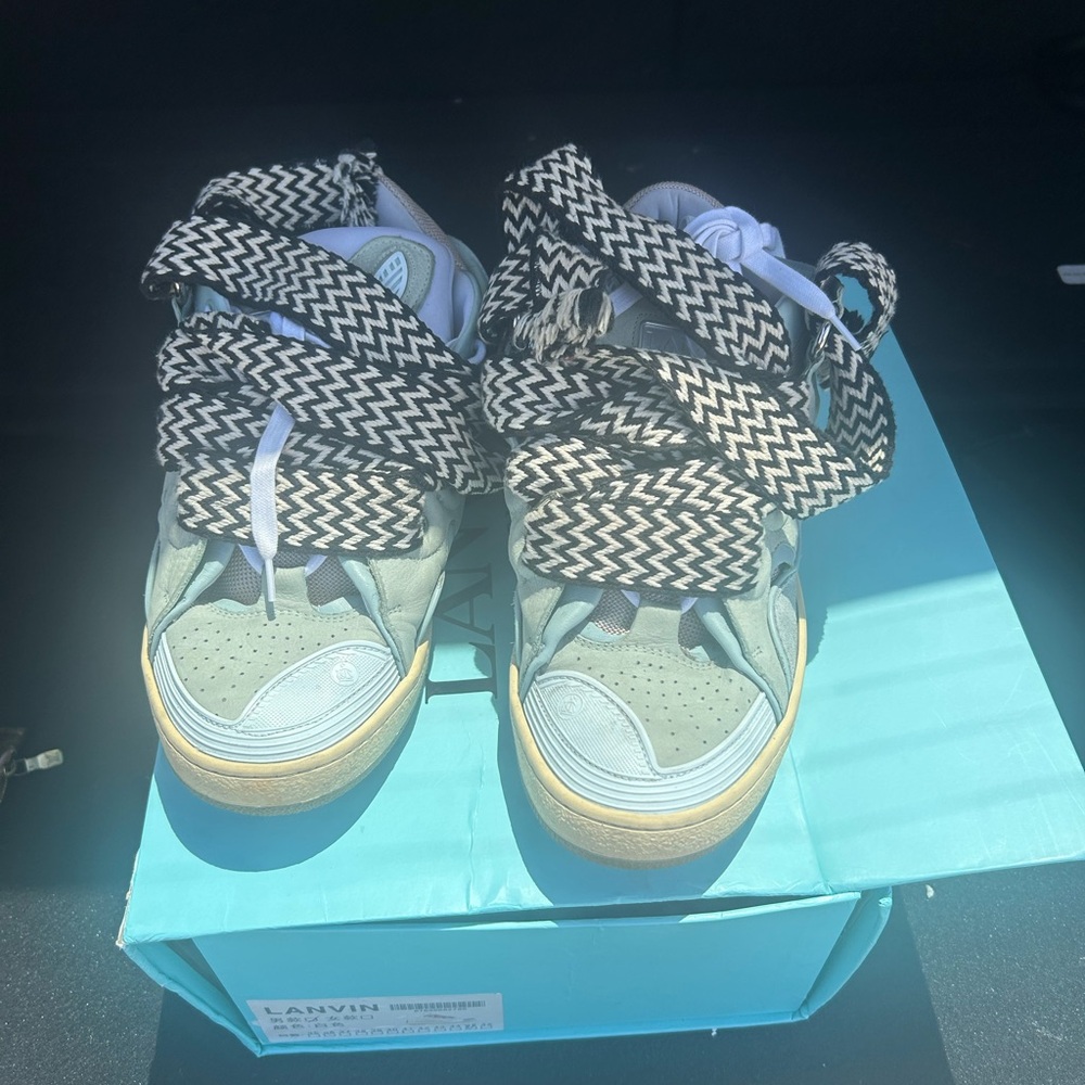 Lanvin Athletic Shoes with Black and White Zigzag Laces